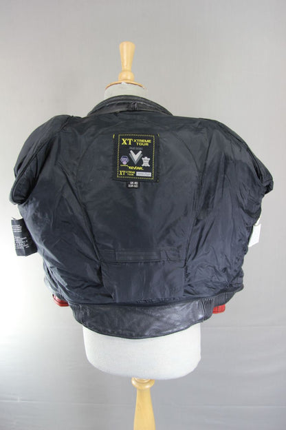 FRANK THOMAS XTREME TOUR RED & SILVER HIDE LEATHER BIKER JACKET + CE ARMOUR 36IN