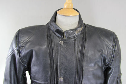 FIELDSHEER 2 IN 1 BLACK LEATHER BIKER JACKET + PROTECTORS & THERMAL LINING 40 IN
