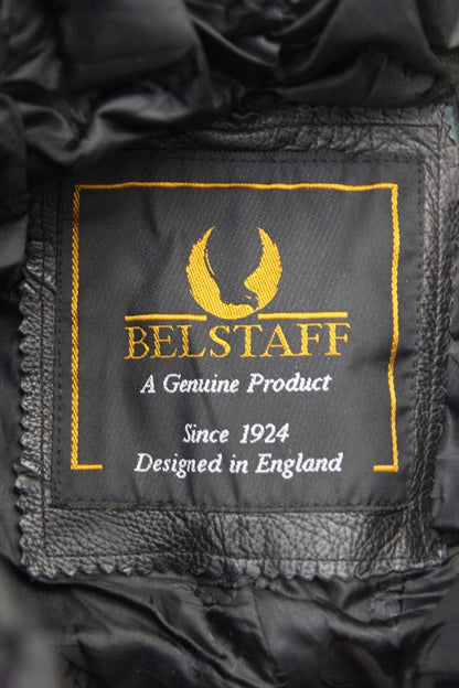 BELSTAFF BLACK LEATHER BIKER TROUSERS SIZE 12: WAIST 26-28 IN/INSIDE LEG 28 IN