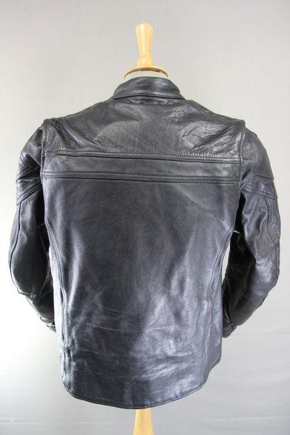 LADIES BLACK LEATHER BIKER JACKET WITH BACK, SHOULDER & ELBOW CE ARMOUR 46 INCH