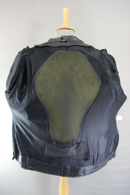 LADIES BLACK LEATHER BIKER JACKET WITH BACK, SHOULDER & ELBOW CE ARMOUR 46 INCH