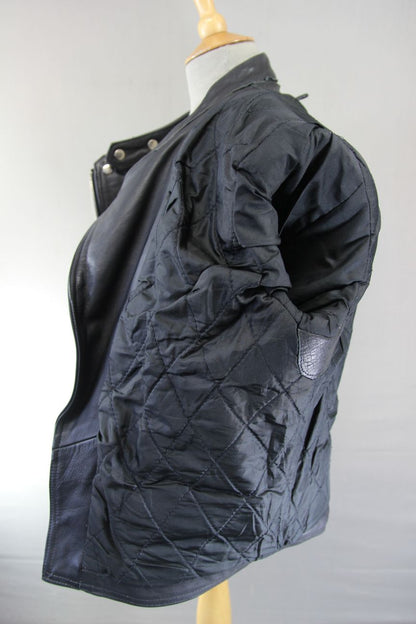 CLASSIC AMI INTERNATIONAL BLACK LEATHER BIKER JACKET 36-38 INCH