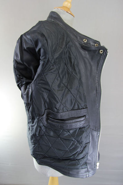 CLASSIC AMI INTERNATIONAL BLACK LEATHER BIKER JACKET 36-38 INCH