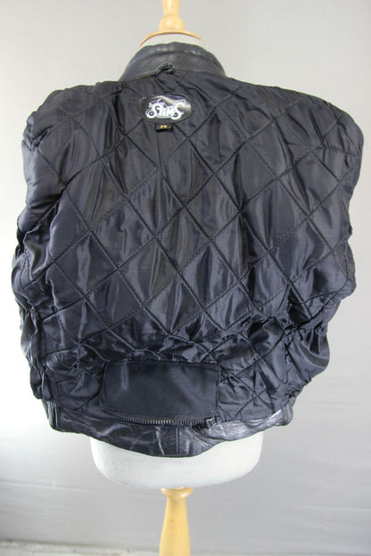 CLASSIC STIMS BLACK LEATHER BIKER JACKET: SIZE 14  38 INCH CHEST