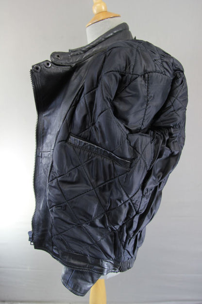 CLASSIC STIMS BLACK LEATHER BIKER JACKET: SIZE 14  38 INCH CHEST