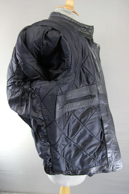 CLASSIC STIMS BLACK LEATHER BIKER JACKET: SIZE 14  38 INCH CHEST