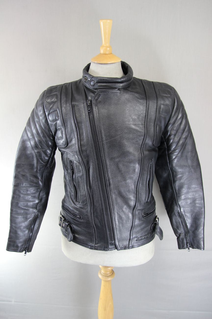 CLASSIC SPORTEX C4 BLACK LEATHER BIKER JACKET 36-38 INCH