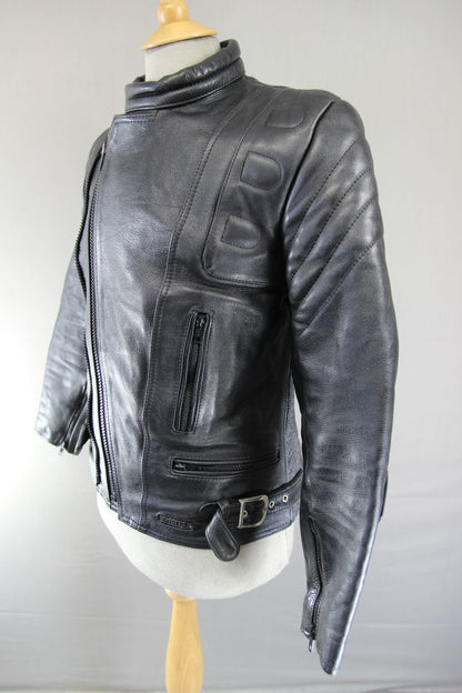 CLASSIC SPORTEX C4 BLACK LEATHER BIKER JACKET 36-38 INCH