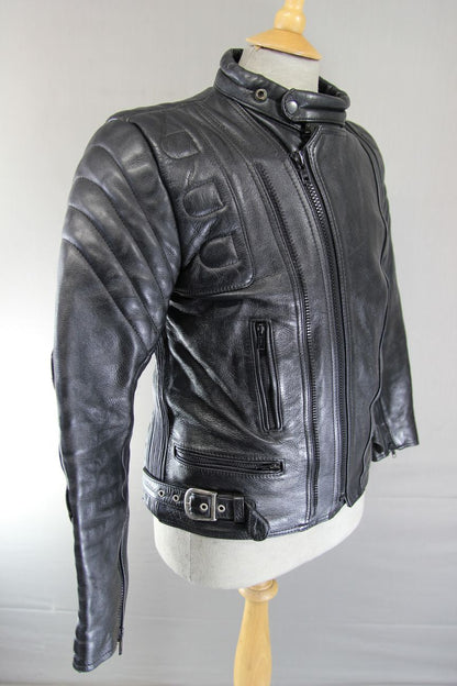 CLASSIC SPORTEX C4 BLACK LEATHER BIKER JACKET 36-38 INCH