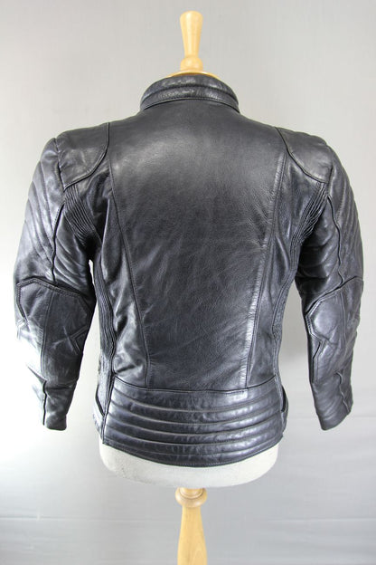 CLASSIC SPORTEX C4 BLACK LEATHER BIKER JACKET 36-38 INCH