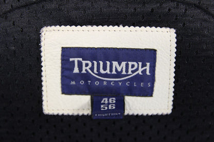 TRIUMPH RETRO 1970S PUNK ROCK BLACK LEATHER BIKER JACKET WITH CE ARMOUR 46 IN/XL