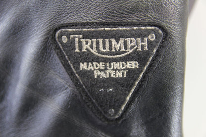 TRIUMPH TRIPLE CONNECTION CLASSIC BLACK LEATHER BIKER JACKET WITH ARMOUR 44 INCH