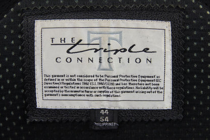 TRIUMPH TRIPLE CONNECTION CLASSIC BLACK LEATHER BIKER JACKET WITH ARMOUR 44 INCH