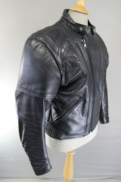 CLASSIC BLACK LEATHER BIKER JACKET 38-40 INCH