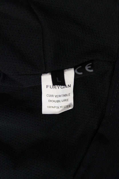 FURYGAN LADIES BLACK LEATHER BIKER JACKET + BACK/SHOULDER/ELBOW CE ARMOUR 36IN/L