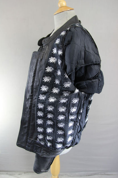 CLASSIC BUFFALO VULCAN BLACK LEATHER BIKER JACKET 36 INCH
