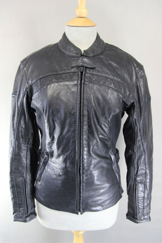 RST FEMME COLLECTION LEATHER BIKER JACKET + BACK PROTECTOR/THERMAL LINING: SZ 12