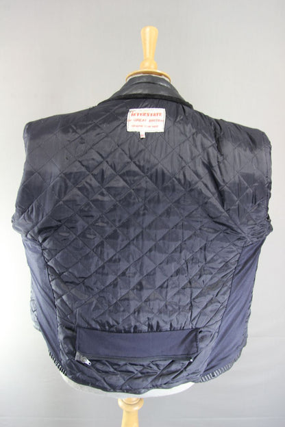 CLASSIC INTERSTATE OF GREAT BRITAIN BLACK COWHIDE LEATHER BIKER JACKET 38-40 IN