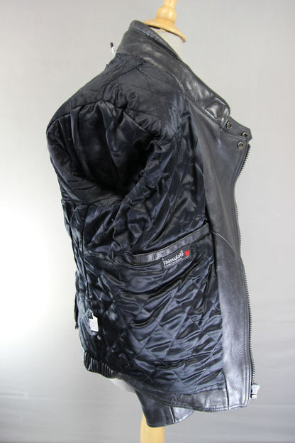 CLASSIC KETT BLACK LEATHER THINSULATE 3M THERMAL LINED BIKER JACKET 38-40 INCH