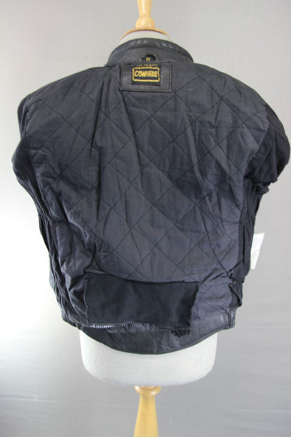 BIKER'S PARADISE 'WARRIOR' BLACK COWHIDE LEATHER CE MARKED BIKER JACKET: SIZE 10