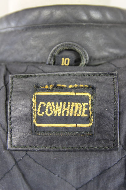 BIKER'S PARADISE 'WARRIOR' BLACK COWHIDE LEATHER CE MARKED BIKER JACKET: SIZE 10