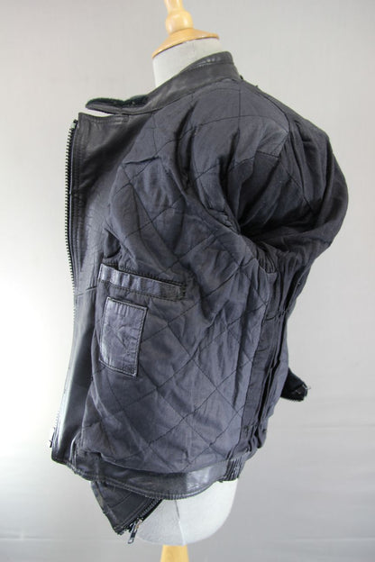 BIKER'S PARADISE 'WARRIOR' BLACK COWHIDE LEATHER CE MARKED BIKER JACKET: SIZE 10