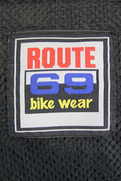 BOYS/CHILDS ROUTE69 BLACK, BLUE & SILVER LEATHER SPORTS/RACING BIKER JKT 36"/XXL