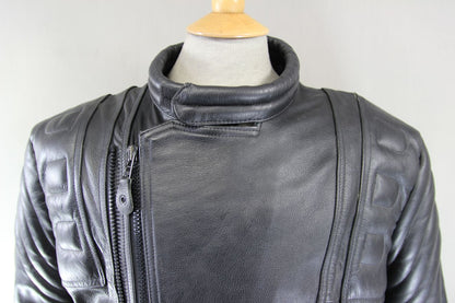 CLASSIC 'CHARLIE' BLACK LEATHER BIKER JACKET 42-44 INCH/LARGE