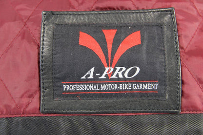 AMERICAN PRO BLACK & CREAM LEATHER BIKER JACKET WITH CE ARMOUR 42 INCH/LARGE