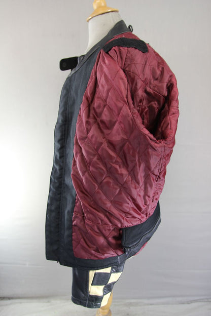 AMERICAN PRO BLACK & CREAM LEATHER BIKER JACKET WITH CE ARMOUR 42 INCH/LARGE