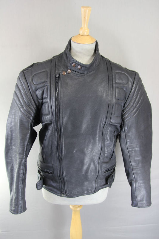 SCHUH CLASSIC BLACK LEATHER BIKER JACKET 40-42 INCH