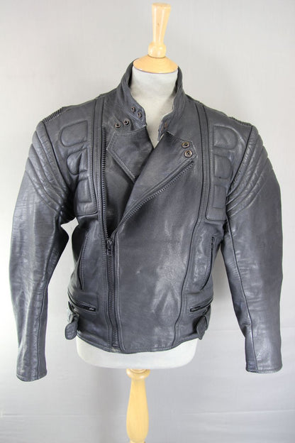 SCHUH CLASSIC BLACK LEATHER BIKER JACKET 40-42 INCH