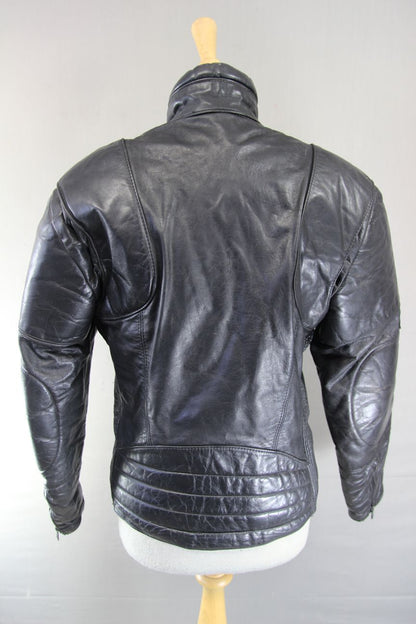 FRANK THOMAS RAWHIDE BLACK STEERHIDE LEATHER BIKER JACKET 34-36 INCH