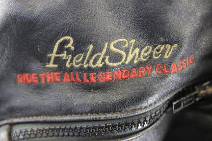 VINTAGE 70'S PUNK ROCK STYLE FIELDSHEER RETRO BLACK LEATHER BIKER JCKT 44-46"/XL