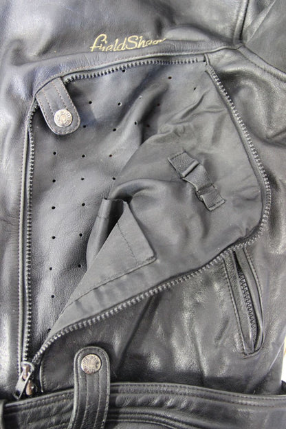 VINTAGE 70'S PUNK ROCK STYLE FIELDSHEER RETRO BLACK LEATHER BIKER JCKT 44-46"/XL
