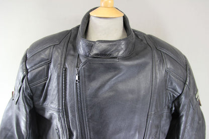 HUNTER CLASS BLACK LEATHER BIKER JACKET WITH REMOVABLE PROTECTORS 46 INCH/XL