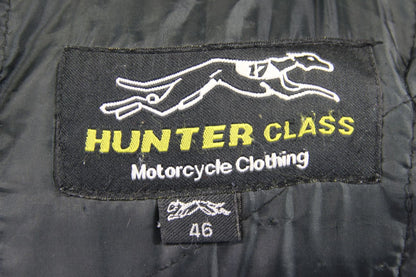HUNTER CLASS BLACK LEATHER BIKER JACKET WITH REMOVABLE PROTECTORS 46 INCH/XL