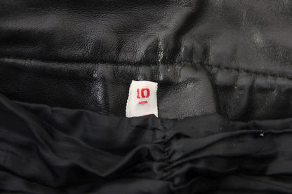 VINTAGE KETT BLACK & RED COWHIDE LEATHER BIKER TROUSERS SIZE 10 WAIST 28/LEG 28"