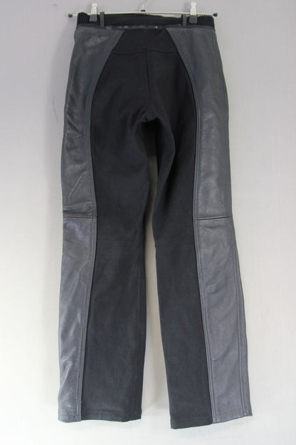 WEISE BLACK LEATHER & TEXTILE BIKER TROUSERS SIZE 8: WAIST 28"/LEG 30" (REG FIT)