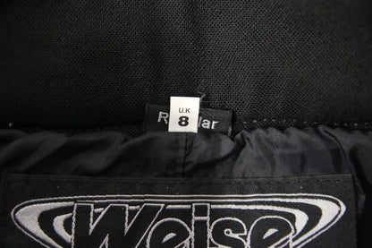 WEISE BLACK LEATHER & TEXTILE BIKER TROUSERS SIZE 8: WAIST 28"/LEG 30" (REG FIT)