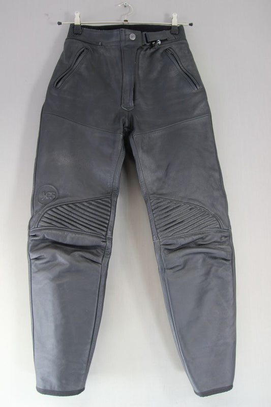 JES CLASSIC BLACK LEATHER WOMEN'S BIKER TROUSERS WAIST 28 IN/INSIDE LEG 28 IN