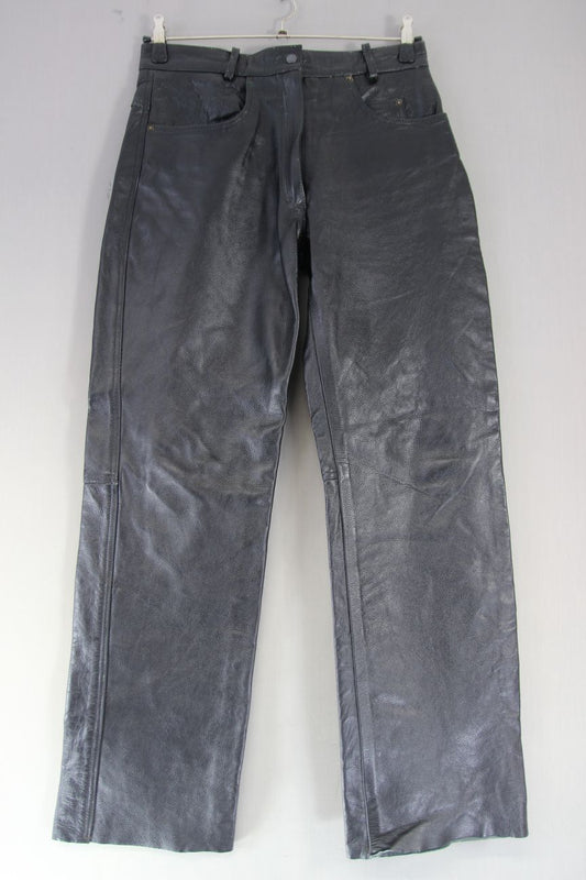 BIKERS GEAR CLASSIC BLACK LEATHER WOMEN'S JEANS WAIST 32 INCH/INSIDE LEG 32 INCH