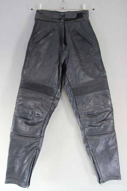 PROTO CLASSIC BLACK COWHIDE LEATHER BIKER TROUSERS SIZE 10 WAIST 26 IN/LEG 29 IN