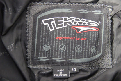 TEKNIC CLASSIC BLACK LEATHER BIKER JEANS SIZE 10 WAIST 30 IN/INSIDE LEG 32 IN