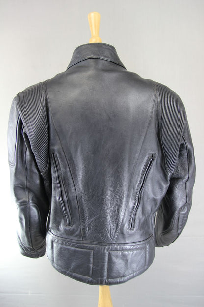 ASHY CLASSIC BLACK LEATHER BIKER JACKET 42-44 INCH