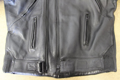 ASHY CLASSIC BLACK LEATHER BIKER JACKET 42-44 INCH