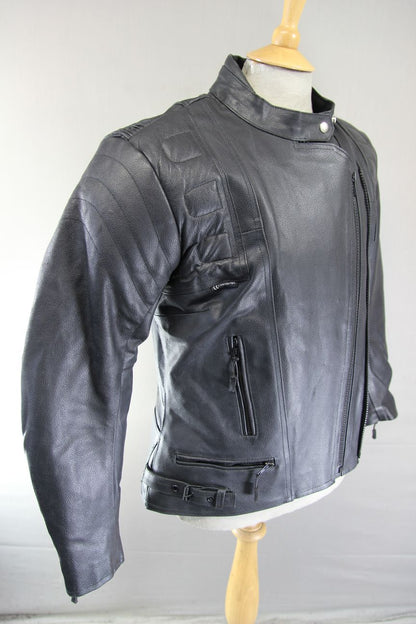 GEAR X LADIES BLACK LEATHER BIKER JACKET + SHOULDER & ELBOW CE ARMOUR 36-38"/MED
