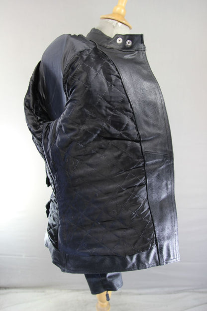 GEAR X LADIES BLACK LEATHER BIKER JACKET + SHOULDER & ELBOW CE ARMOUR 36-38"/MED