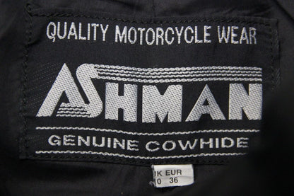 ASHMAN BLACK COWHIDE LEATHER BIKER TROUSERS SIZE 10 WAIST 26 IN/INSIDE LEG 29 IN