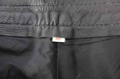 CLASSIC BLACK COWHIDE LEATHER BIKER TROUSERS: WAIST 30 INCH/INSIDE LEG 31 INCH